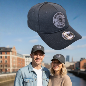 Rockford Fosgate – Dark Grey cap featuring grey suede stitch detail