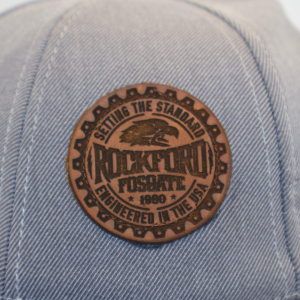POP-CAP-GREY-ST – Rockford Fosgate – Genuine Leather Badge Hand Stitched – Grey Cap